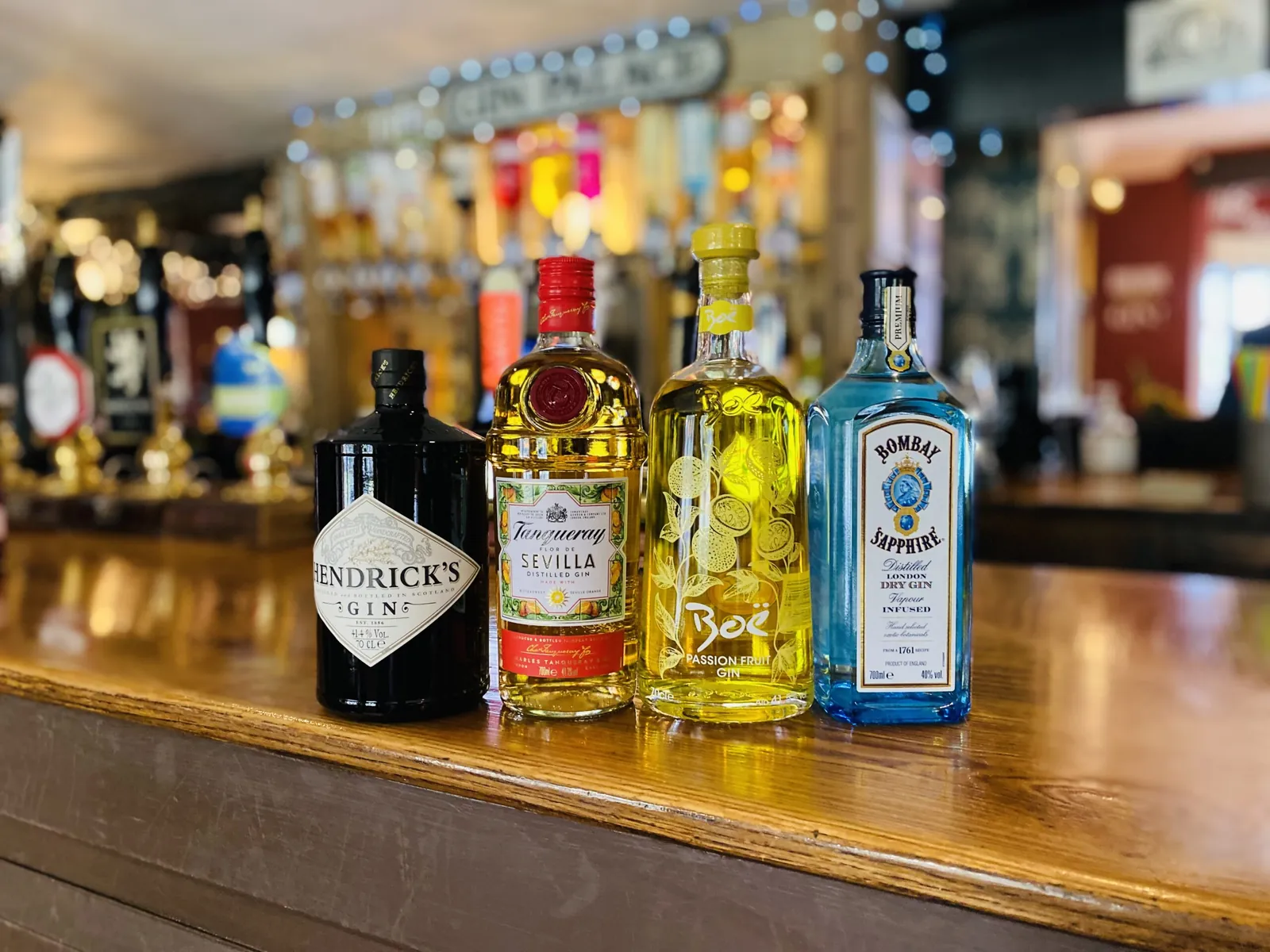 The gin shelf at the White Lion