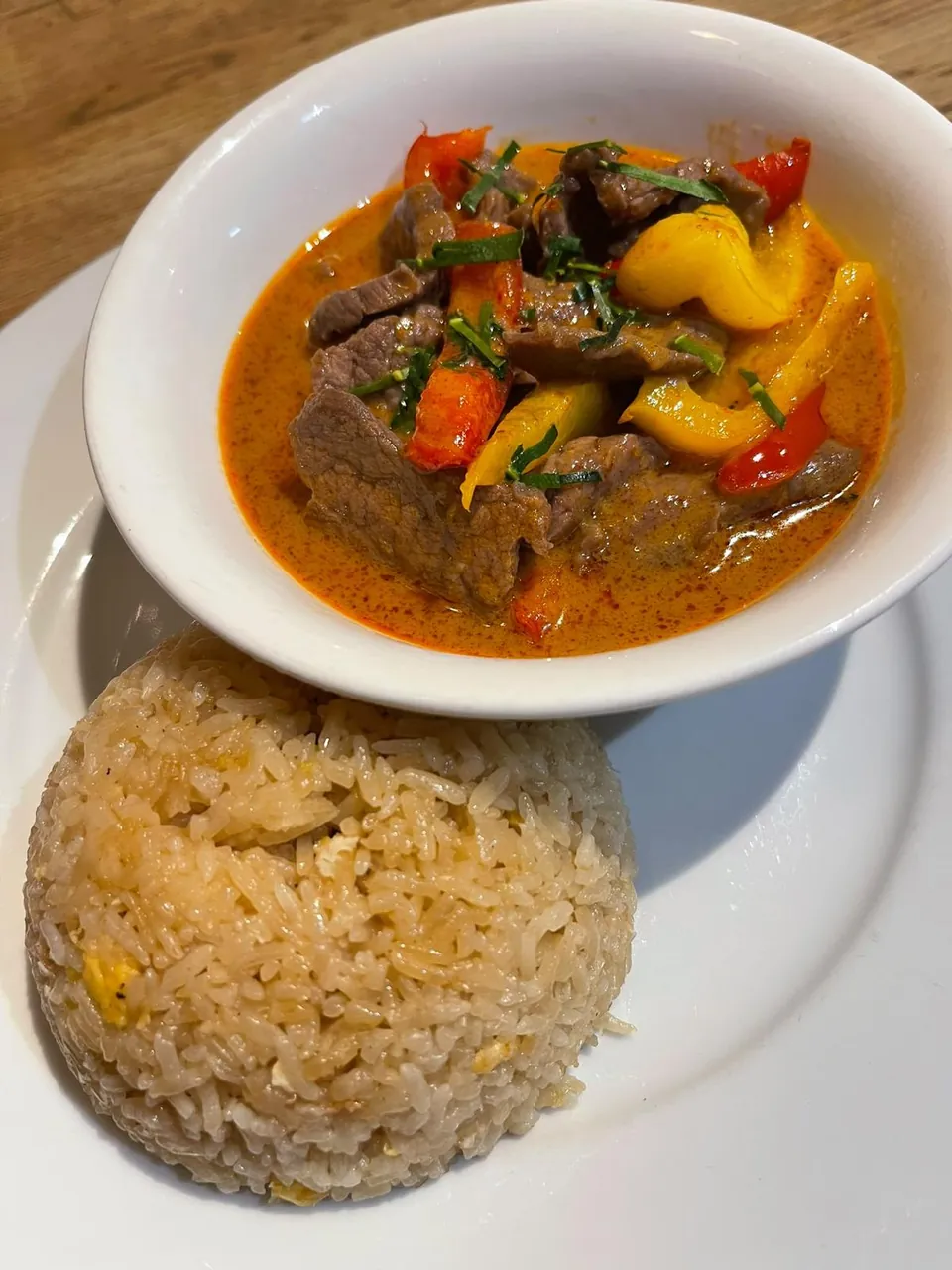 Thai curry with vegetables and rice from Nick's Thai Kitchen