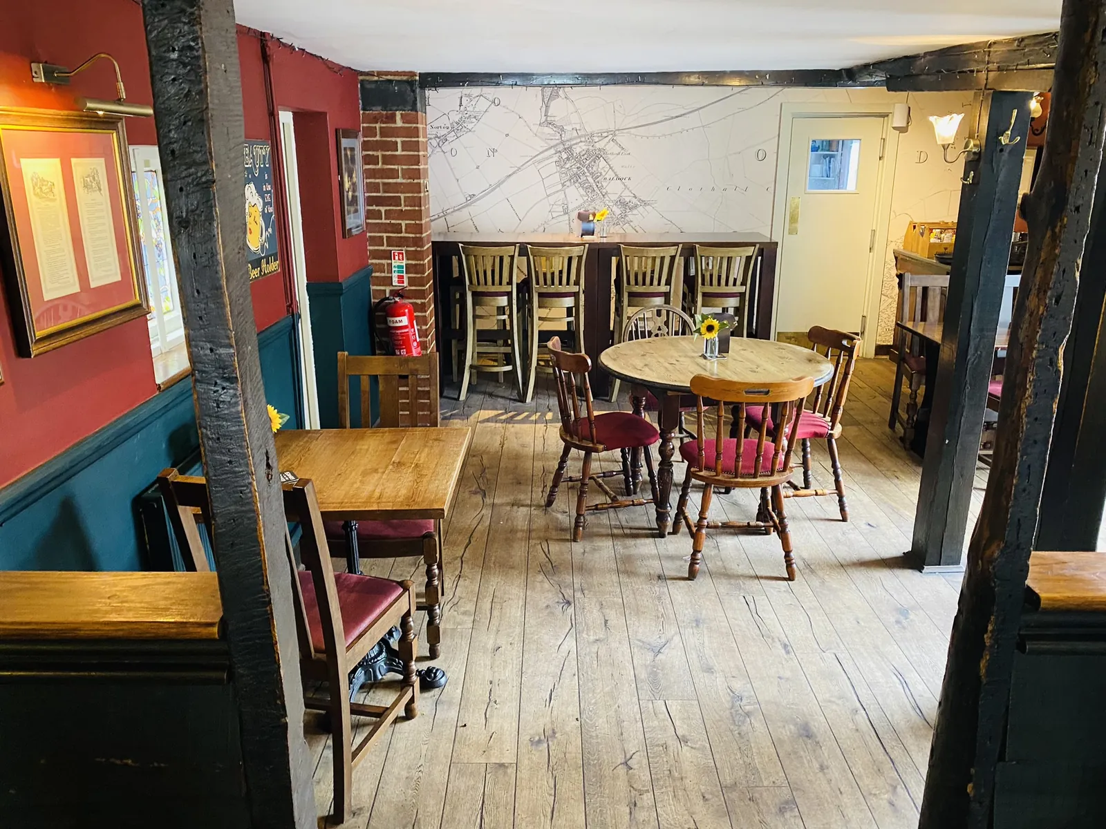 Low beams and old timber inside the White Lion