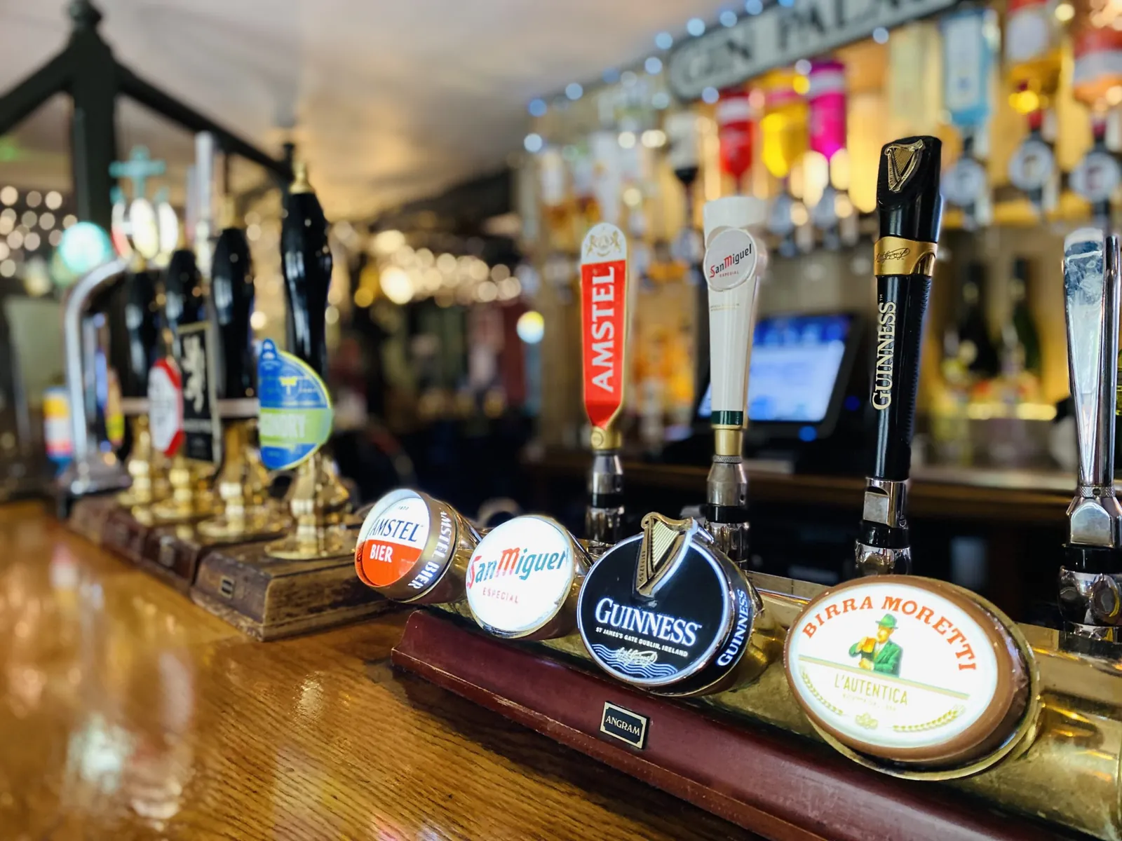 Lager fonts along the bar