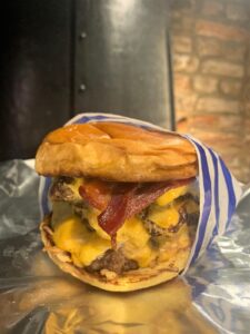 Butcher's Burgers - smashed beef burger at The White Lion Baldock