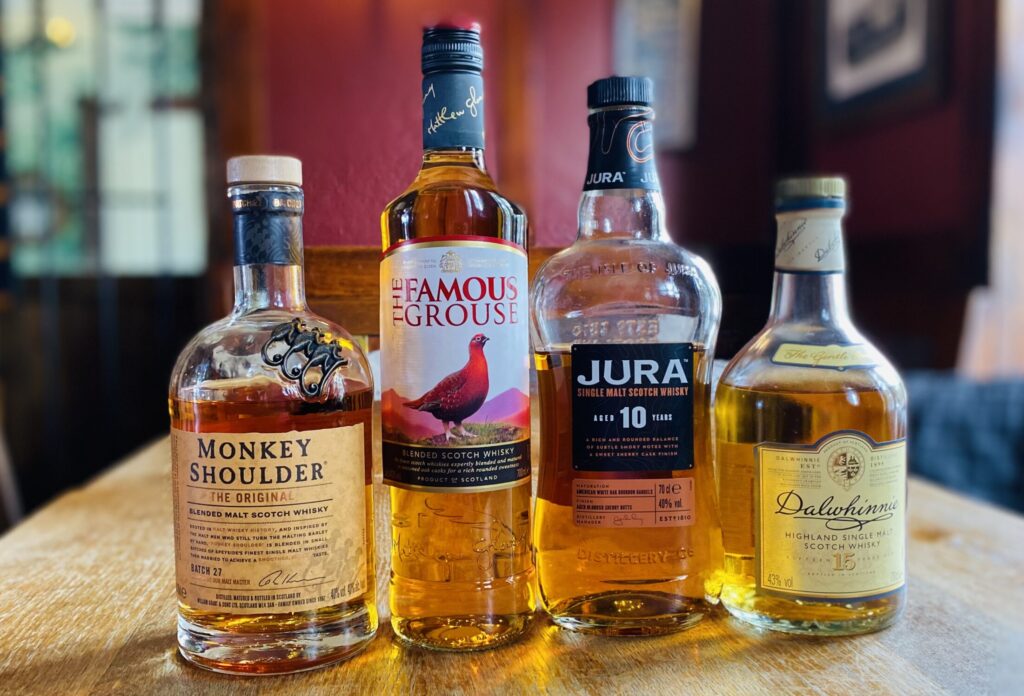 The White Lion Baldock Pub whisky monkey shoulder the famous grouse jura Dalwhinnie